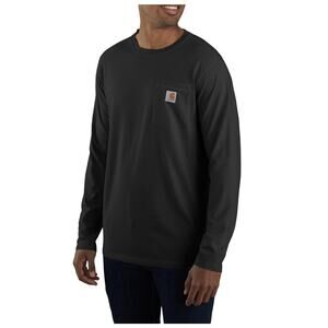 Carhartt Force TK4617 Black Crewneck Single Pocket T-Shirt Mens S Long Sleeve